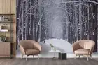 3D Woods Winter Self-adhesive Removeable Wallpaper Wall Mural
