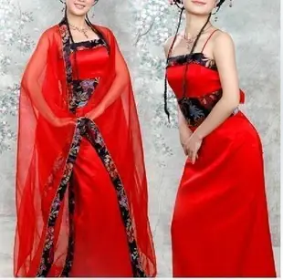仙女唐朝服飾唐風漢服演出服紅色影樓主題服裝