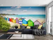 3D Beach Color House Wallpaper Wall Murals Removable Wallpaper 447