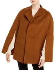 MSRP $228 Aqua Lapel Collar Winter Cape Brown Size OSFA