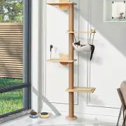 COZIWOW Wall Mounted Scratching Post 4-Tier Cat Climbing Tower Cat Perch Hammock