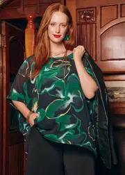 [Taking Shape] Taking Shape Artemis Chiffon Cocktail Top Size 10 in Print - Plus Size Women's Tops & T Shirts Print