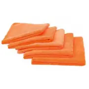 QTY 5 - Orange Brushed Edgeless Premium Microfiber Terry Towel - car auto clean