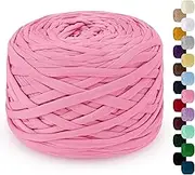 285g T Shirt Yarn for Crocheting 100m Elastic Ribbon Yarn Thick Crochet Fabric Yarn, Knitting T-Shirt Yarn for Crochet Bag, Blanket, Basket, DIY Projects, Home Decor (Princess Pink)