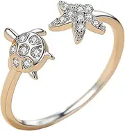 [Baluue] Turtle Ring for Women Travel Engagement Ring Sea Turtle Fashion Jewelry for Her