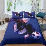 o3411 Bed Sheets BLUE LOCK Duvet Cover Set, 3D Quilt Cover Bedding Set with Pillowcases,Soft Microfiber for Adults Teenager Kids 3 Pieces King Bed ...