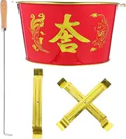 Sacrificial Burn Bucket Money Incinerator in Stainless Steel Large Opening for Easy Paper Burning Safe for Temple Use