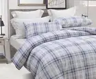 Blue White Grid Duvet Cover Set, 100% Cotton Bedding, Buffalo Plaid Geometric Ch