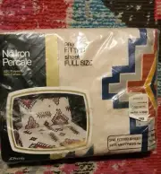 NEW Vintage full fitted sheet percale cinnamon Southwest Sheet JC Penney chic