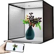 Product Photo Booth Light Box - Portable Dimmable LED Backdrop Tent | 44x44CM Folding Photo Studio for Photography, Compact Photoshoot Light Box for Products, Props for Photographers