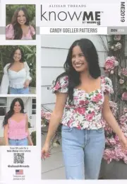 Know Me ME2019 Fitted Spring Tops w Blouson Sleeves, Hem Ruffle Sz 8-16 UNCUT