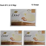 3x DOVE Pampering Beauty Cream Bar 4 X 90g (12 Soaps)