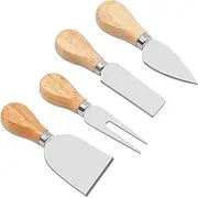 4Pcs Cheese Knives, Stainless Steel Wooden Handle Cheese Knife Set for Charcuterie Board, Spreader, Fork for Party Wedding,Charcuterie Accessories