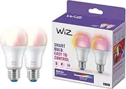 WiZ Smart Colour Bulb, E27, 8.5W, Tunable, Motion Sensor with App, Connected WiFi Compatible with Alexa, Google Assistant & HomeKit, App Control for Home Indoor Lighting, Bedroom, 2Pack