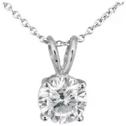 0.25 Carat Diamond G-H SI3-I1 14K White Gold Solitaire Pendant Necklace 18" Chai
