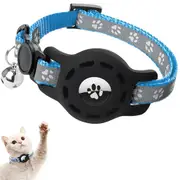 Reflective Pet Airtag Dog Cat Collar Holder for Apple Air Tag Protective Case-Sky Blue