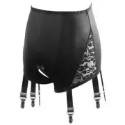 Open Crotch High Waist Garter Panty 6 Straps Suspender Belt Sexy Girdle AU