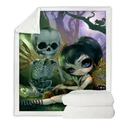 Eve and Rib Clockwork Fairy and Skeleton Throw Blanket