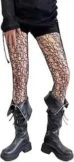 [Generic] Women's Irregular Spider Web Tights Gothic Hollow Out Stockings Big Spider Fishnet Halloween Witch Tights