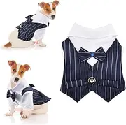 Dog Wedding Tuxedo, 1 Piece Dog Tuxedo Costume Dogs Tuxedo Wedding Party for Small Dogs Puppy (Navy Blue, L)