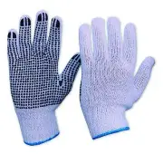Prochoice KNITTED POLY/COTTON GLOVES 5Pairs, Mens, Bleached Black PVC Dot Grip