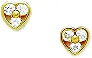 [JewelryWeb] 14k Yellow Gold CZ Simulated Diamond Love Heart Screw Back Earrings 6x6mm Stud Earring for Women