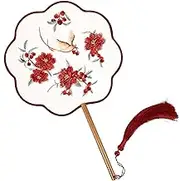 Chinese Round Fan, Traditional Chinese Hand Fan, Embroidery Pattern Silk Fans, Ancient Hand Fan, Silk Hand Held Fan