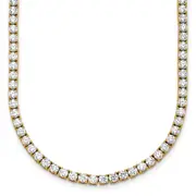 14k Yellow Gold 13 1/2 Ct. Lab Grown Diamond VS/SI+ G+ Round 18 inch Straight Tennis Necklace