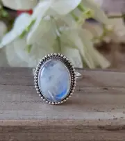 Rainbow Moonstone Gemstone 925 Sterling Silver Designer Gift Ring All Size SR44
