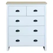 Design Square Ari Modern Chest Of 5-Drawers Tallboy Dresser Storage Cabinet - Oak & White