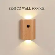 Wooden LED Wall Lamp Motion Sensor Night Lights Rechargeable Sconces Wall Light