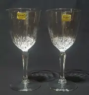 NEW Set of (2) Luminarc Clear Stemmed Diamant Wine Glasses 6 7/8 inTall