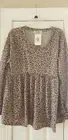 NWT Women’s Boutique Blouse Haptics Helplessly Yours Mocha Animal Leopard Print