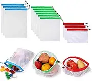 Tongke [12pack] Reusable Mesh Produce Bags Washable Eco-Friendly Bags for Grocery Shopping Storage Fruit Vegetable Toys