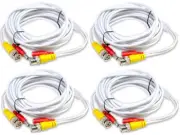4 pcs of 25 Feet Video and Power Pre-made Siamese Cable to CCTV Camera Connect