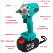 Brushless Electric Impact Wrench Brush-less Drill Gun Ratchet Driver W/Battery
