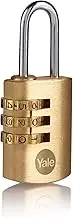 Yale Y150B/22/120/1 Standard Protection Brass Combination Padlock 22 mm - Steel Shackle - 3 Combination Lock