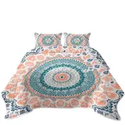 Pinkish Peach Aztec Mandala Coverlet