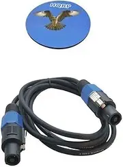 HQRP 6ft Speakon to Speakon (M/M) Cable for Ampeg SVT-CL/SVTVR Classic Series Bass Amplifier Head ; Warwick USM-WCA115 / USM-WCA410 WCA Bass Speakers Amplifier Cabinet Plus HQRP Coaster