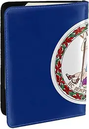 [JEJEA] Flag of Virginia Print Travel Organizer Credit Cards Case Passport BookPassport Holder Cover Wallet forTraveling,, Black, One Size