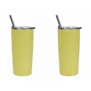 2x Annabel Trends 500ml Stainless Steel Smoothie Tumbler Double Walled Cup Lemon