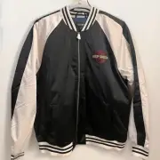 HARLEY DAVIDSON HD WOVEN SATIN VARSITY LETTERMAN NYLON ZIP JACKET BOMBER Sz M