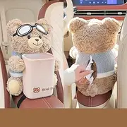 Cute Bear Tissue Holder and Trash Can, Soft Plush Multifunctional Car Tissue Box, 2 in 1 Car Tissue Holder & Trash Can, Suitable for Long-Distance Driving and Traveling (Style A)