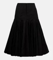 [Jacquemus] Jacquemus Agave flared cotton poplin midi skirt UK 8 black