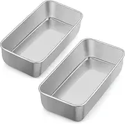 Herogo Loaf Tin, 2lb Stainless Steel Bread Tin for Baking Set of 2, Rectangular Metal Banana Bread Tin for Toast, Bread, Cake, Lasagna, Healthy & Non-Toxic, Oven & Dishwasher Safe, 23.5x12.5 cm