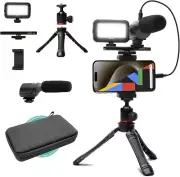Movo uVlogger- Android/USB-C/iPhone 15 Compatible Vlogging Kit: Phone Tripod, Ph