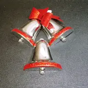 Holiday Time Triple Silver Bells Hanging Wall Window Christmas Decoration 9”