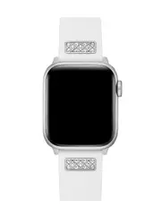 GUESS Women's White Frontier Silicone Crystal Apple Watch Strap