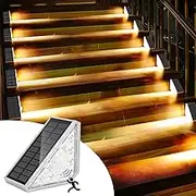 Solar Lights for Outdoors, GuKKK Solar Stair Lamp with Motion Sensor, 1200 mAh 3000 K Warm White LED Step Light, IP67 Waterproof Stair Lighting, Outdoor Solar Stair Light, for Backyard, Patio (1 Piece