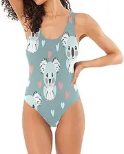[RPLIFE] Cute Gnome Purple Womans Bathing Suits, Low Back Swimsuits for Women Basic Swimsuits for Women, Cute Koala Hearts, Small